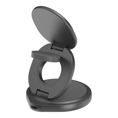 EnergEA Беспроводное СЗУ Bazic GoMag GYRE 3-in1 magnetic foldable 360 rotating 15W Gunmetal