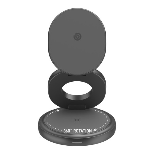 EnergEA Беспроводное СЗУ Bazic GoMag GYRE 3-in1 magnetic foldable 360 rotating 15W Gunmetal