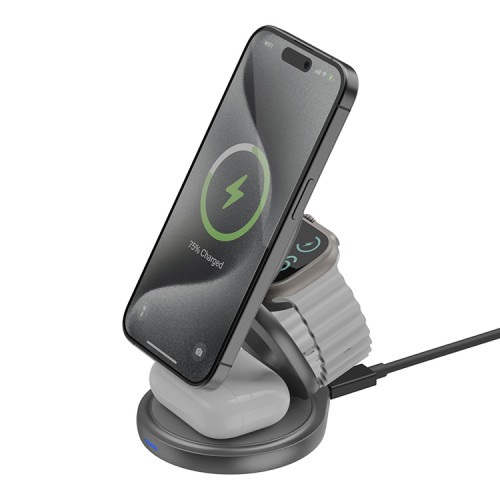 EnergEA Беспроводное СЗУ Bazic GoMag GYRE 3-in1 magnetic foldable 360 rotating 15W Gunmetal