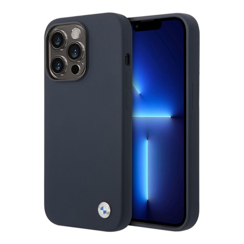 BMW для iPhone 15 Pro чехол Signature Liquid silicone Metal logo Hard Navy