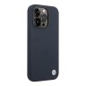 BMW для iPhone 15 Pro чехол Signature Liquid silicone Metal logo Hard Navy