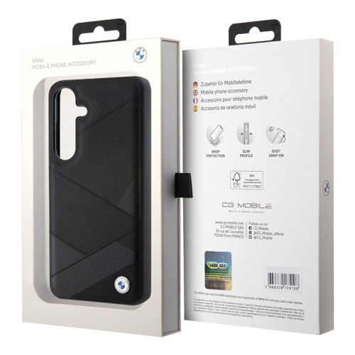 BMW для Galaxy S24 чехол Leather Textured Metal logo Hard Black
