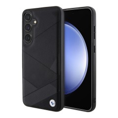 BMW для Galaxy S24 чехол Leather Textured Metal logo Hard Black