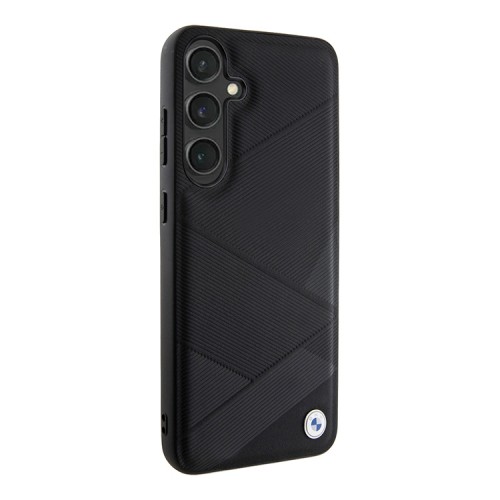 BMW для Galaxy S24 чехол Leather Textured Metal logo Hard Black
