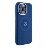 Mercedes для iPhone 15 Pro Max чехол Liquid silicone Stars Laser Ring Hard Navy (MagSafe)