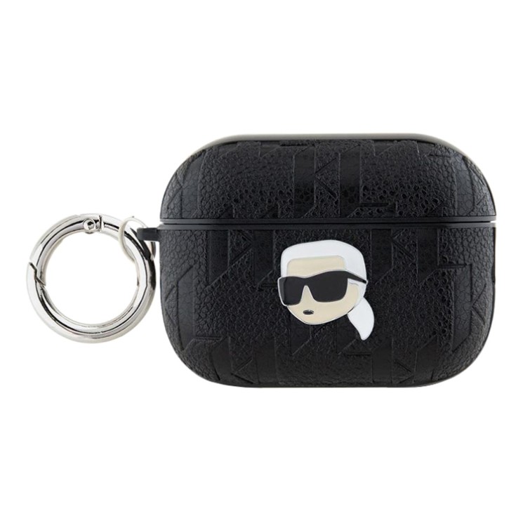 Karl Lagerfeld для Airpods Pro 2 чехол PU Saffiano Monogram with ring NFT Metal Head Karl Black