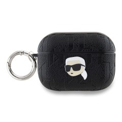 Karl Lagerfeld для Airpods Pro 2 чехол PU Saffiano Monogram with ring NFT Metal Head Karl Black