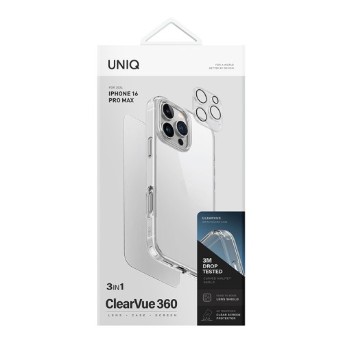 Uniq для iPhone 16 Pro Max набор Bundle ClearVue 360 (Lifepro +Optix glass +Camera lens)