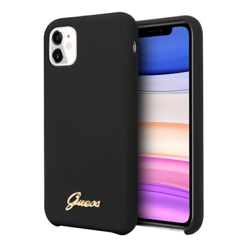 Чехол Guess Silicone collection Vintage logo для iPhone 11, черный