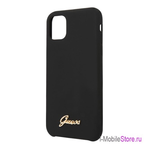 Чехол Guess Silicone collection Vintage logo для iPhone 11, черный