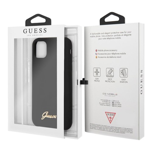 Чехол Guess Silicone collection Vintage logo для iPhone 11, черный