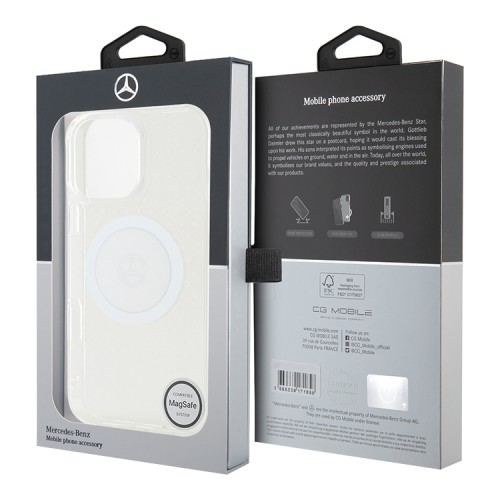 Mercedes для iPhone 16 Pro Max чехол PC/TPU Star pattern and Circle, прозрачный (MagSafe)