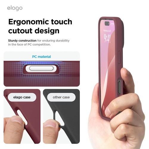 Elago для iPhone 16 чехол Soft silicone (Liquid) Burgundy