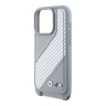 BMW для iPhone 16 Pro Max чехол Crossbody PU Carbon stripe Metal logo + Strap Hard Grey