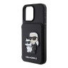 Karl Lagerfeld для iPhone 16 Pro Max чехол Cardslot Stand PU Saffiano NFT Karl & Choupette Hard Black