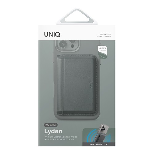 Uniq магн. бумажник Lyden DS Magnetic RFID-blocking wallet Lichen Green/Ivory