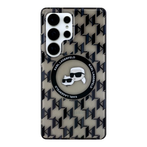 Karl Lagerfeld для Galaxy S25 Ultra чехол PC/TPU Monogram NFT Karl & Choup Metal Cam Hard Black (MagSafe)