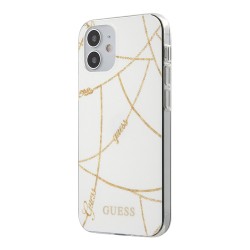 Чехол Guess Gold Chain Design Hard для iPhone 12 mini, белый