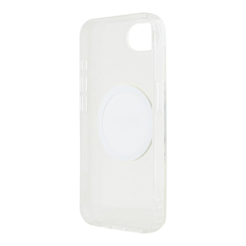 Guess для iPhone 16e чехол PC/TPU Middle Colored Ring Transparent/White (MagSafe)