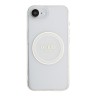 Guess для iPhone 16e чехол PC/TPU Middle Colored Ring Transparent/White (MagSafe)