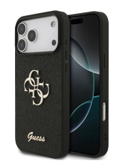 Guess для iPhone 17 Pro чехол Fixed Glitters 4G Big metal logo Hard Black