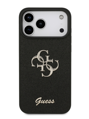Guess для iPhone 17 Pro чехол Fixed Glitters 4G Big metal logo Hard Black