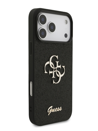 Guess для iPhone 17 Pro чехол Fixed Glitters 4G Big metal logo Hard Black