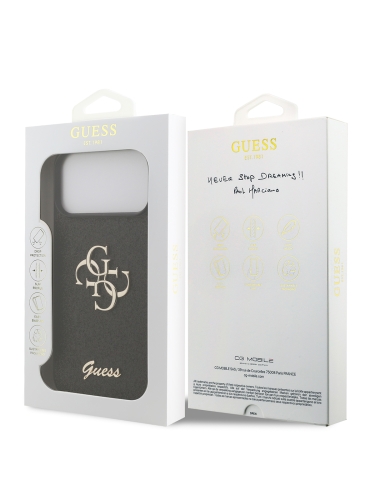 Guess для iPhone 17 Pro чехол Fixed Glitters 4G Big metal logo Hard Black