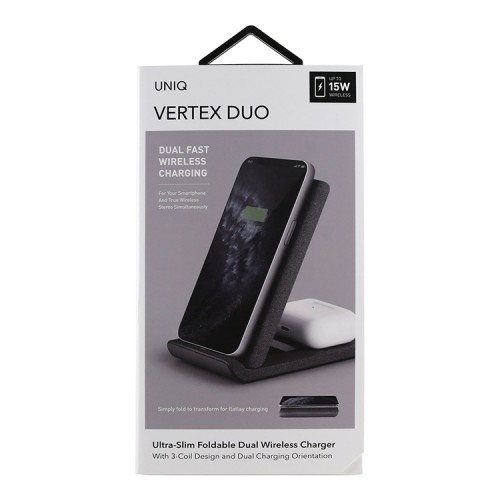 Беспроводное зарядное устройство 2-в-1 Uniq Vertex Duo Foldable 15 Вт