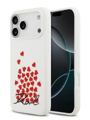 Karl Lagerfeld для iPhone 17 Pro Max чехол Liquid Silicone Hearts Hard White (MagSafe)