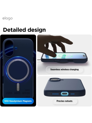 Elago для iPhone 17 чехол Magnetic Silicone Jean Indigo (MagSafe)