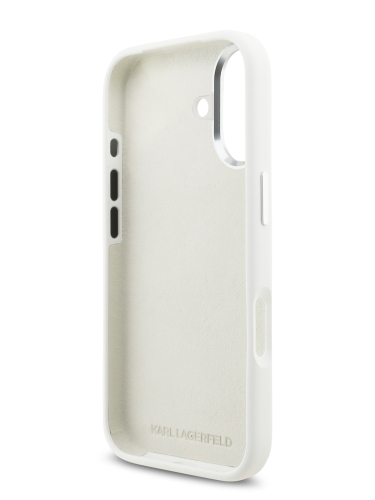 Karl Lagerfeld для iPhone 17 чехол Liquid Silicone Initials Metal Logo & Camera Hard White