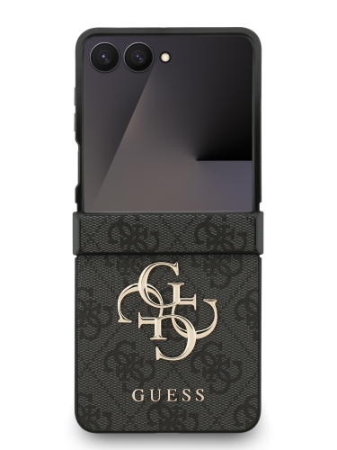 Guess для Galaxy Z Flip7 чехол PU 4G Big metal logo Hard Black