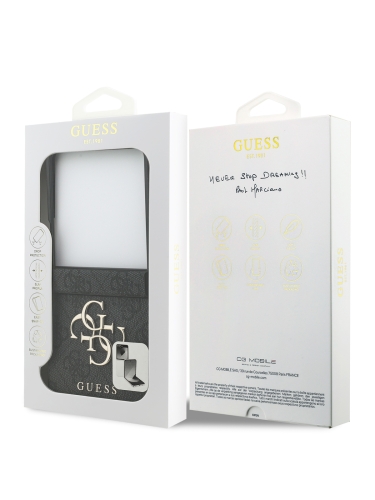 Guess для Galaxy Z Flip7 чехол PU 4G Big metal logo Hard Black