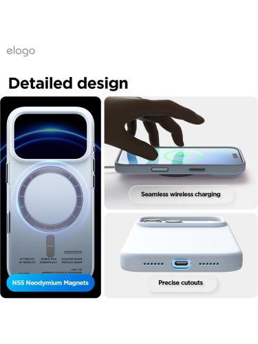 Elago для iPhone 17 Pro Max чехол Magnetic Silicone Light Blue (MagSafe)