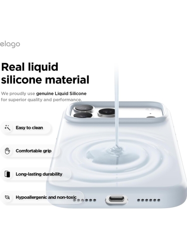 Elago для iPhone 17 Pro Max чехол Magnetic Silicone Light Blue (MagSafe)