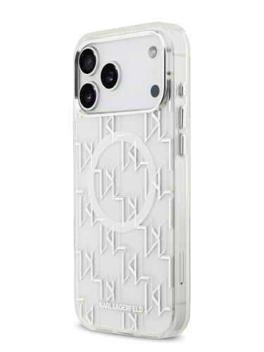 Karl Lagerfeld для iPhone 17 Pro Max чехол IML KL Monogram Metal camera Hard White (MagSafe)