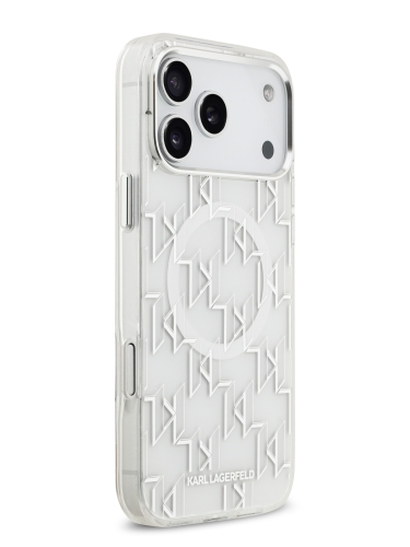 Karl Lagerfeld для iPhone 17 Pro Max чехол IML KL Monogram Metal camera Hard White (MagSafe)
