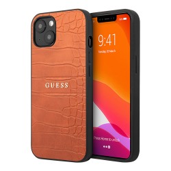 Чехол Guess PU Croco with metal logo Hard для iPhone 13 mini, оранжевый