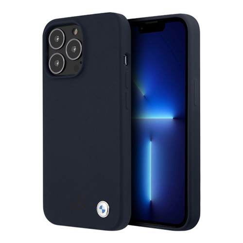 Чехол BMW Liquid Silicone для iPhone 13 Pro, синий