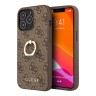 Чехол Guess PU 4G + Ring Hard для iPhone 13 Pro, коричневый