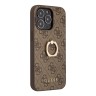 Чехол Guess PU 4G + Ring Hard для iPhone 13 Pro, коричневый