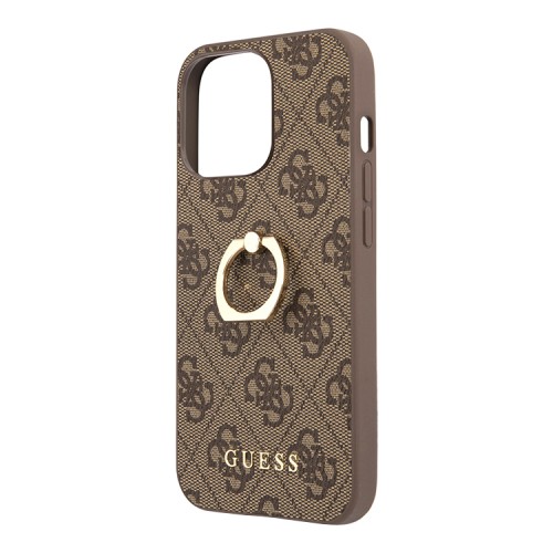 Чехол Guess PU 4G + Ring Hard для iPhone 13 Pro, коричневый