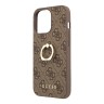 Чехол Guess PU 4G + Ring Hard для iPhone 13 Pro, коричневый