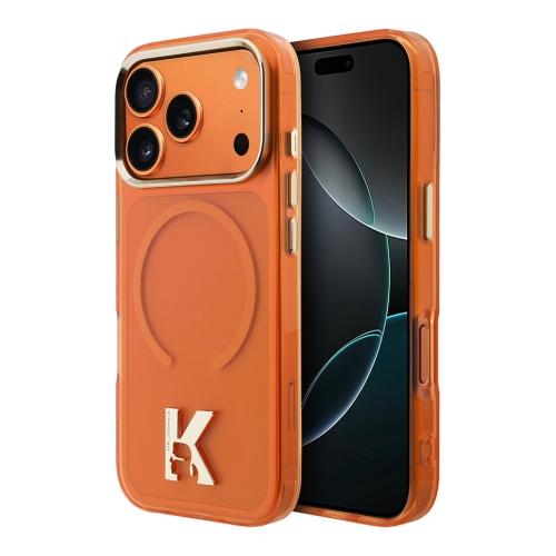 Karl Lagerfeld для iPhone 17 Pro Max чехол IML K HEAD Metal logo & Camera Hard Orange (MagSafe)