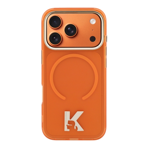 Karl Lagerfeld для iPhone 17 Pro Max чехол IML K HEAD Metal logo & Camera Hard Orange (MagSafe)