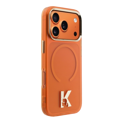 Karl Lagerfeld для iPhone 17 Pro Max чехол IML K HEAD Metal logo & Camera Hard Orange (MagSafe)