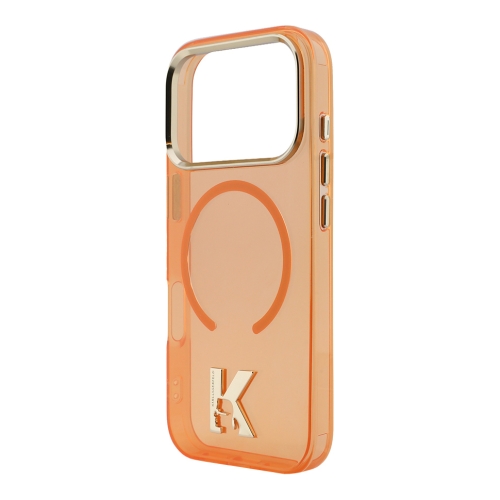 Karl Lagerfeld для iPhone 17 Pro Max чехол IML K HEAD Metal logo & Camera Hard Orange (MagSafe)