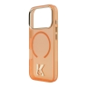 Karl Lagerfeld для iPhone 17 Pro Max чехол IML K HEAD Metal logo & Camera Hard Orange (MagSafe)