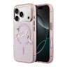 Karl Lagerfeld для iPhone 17 Pro чехол IML NFT Choupettes Script logo Metal Cam прозрачный/розовый (MagSafe)